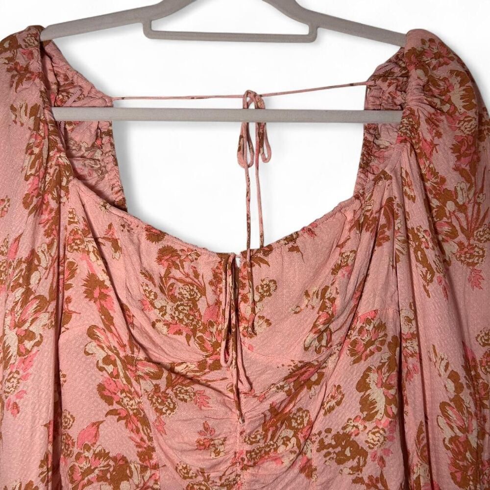 Free People Hilary Pink Floral Printed Top Cottagecore Boho Small - Picture 4 of 5